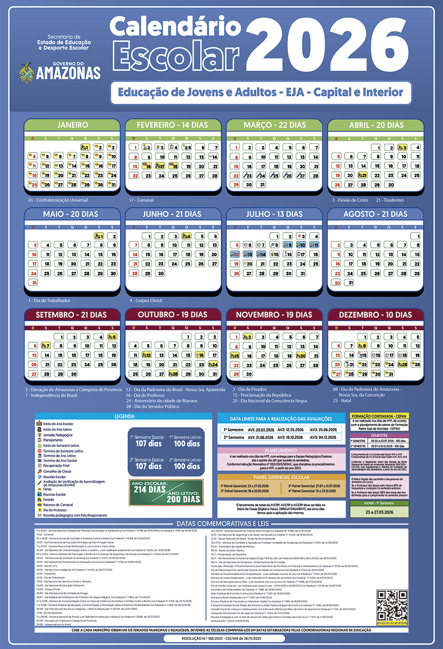 CALENDARIO 2026   Educao de Jovens e Adultos   Capital e Interior
