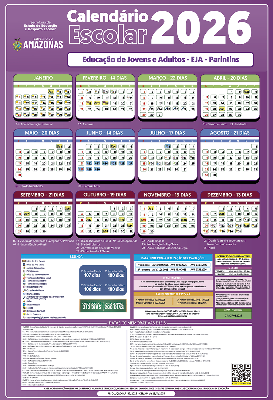 CALENDARIO 2026   Educao de Jovens e Adultos    Parintins EJA